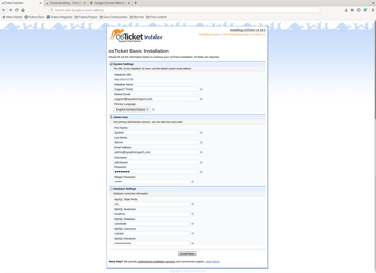How to Install and Configure osTicket on Fedora 33