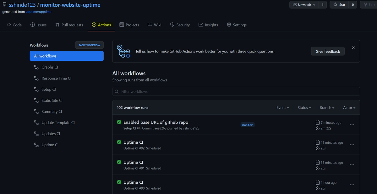 Monitor your Website Uptime and Status using Upptime