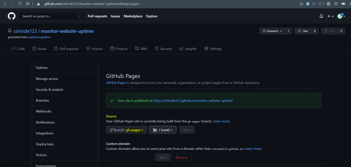 Monitor your Website Uptime and Status using Upptime