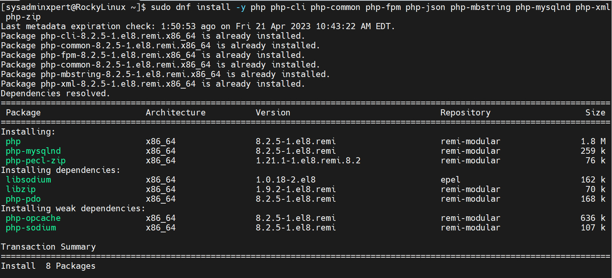 Install PHP 8 on Rocky Linux 8 or AlmaLinux 8