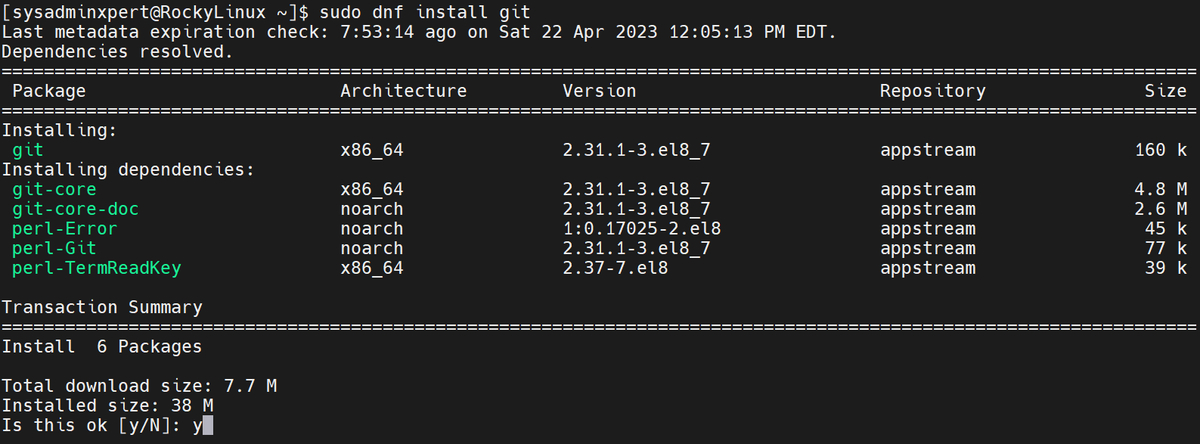 Install Git on Rocky Linux 8