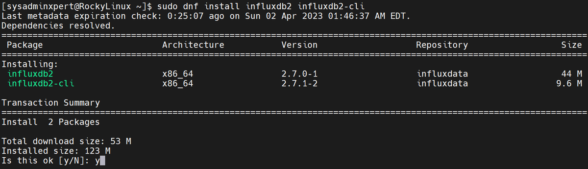 Install InfluxDB and Telegraf on Rocky Linux 8 or AlmaLinux 8
