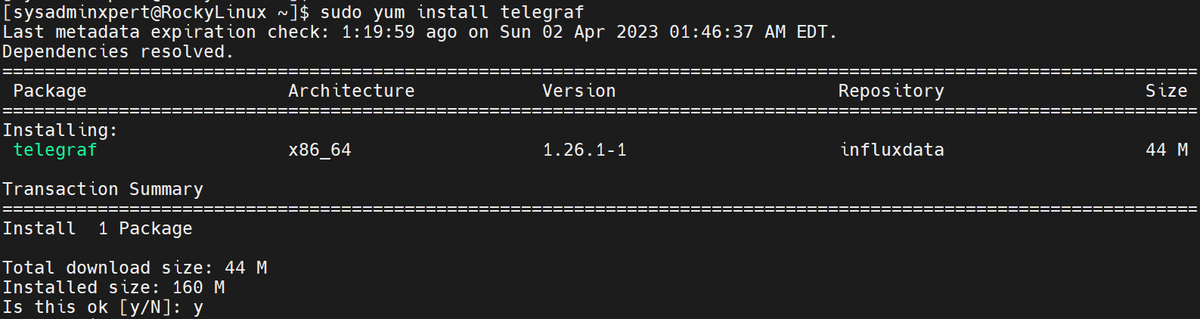 Install InfluxDB and Telegraf on Rocky Linux 8 or AlmaLinux 8
