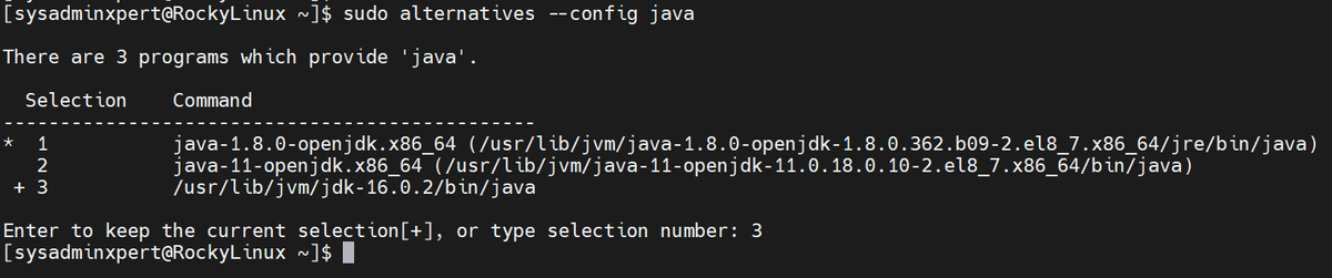 Upgrade Java 11 To Java 16 on Rocky Linux