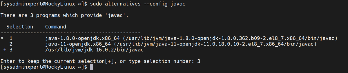 Upgrade Java 11 To Java 16 on Rocky Linux